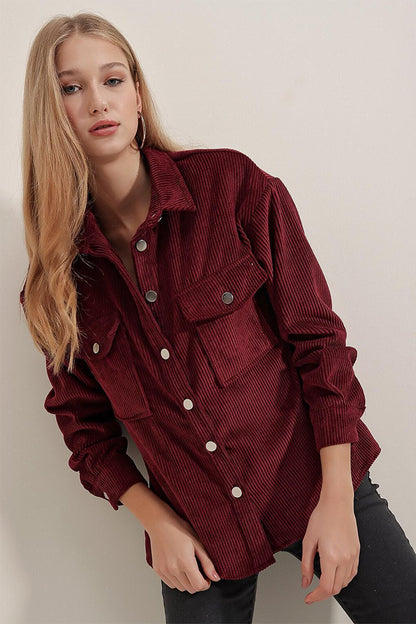 3865 Striped Velvet Shirt - Plum