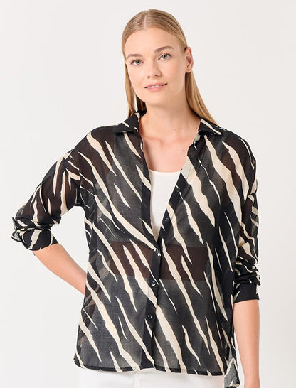 Black Long Sleeve Patterned 100% Cotton Shirt