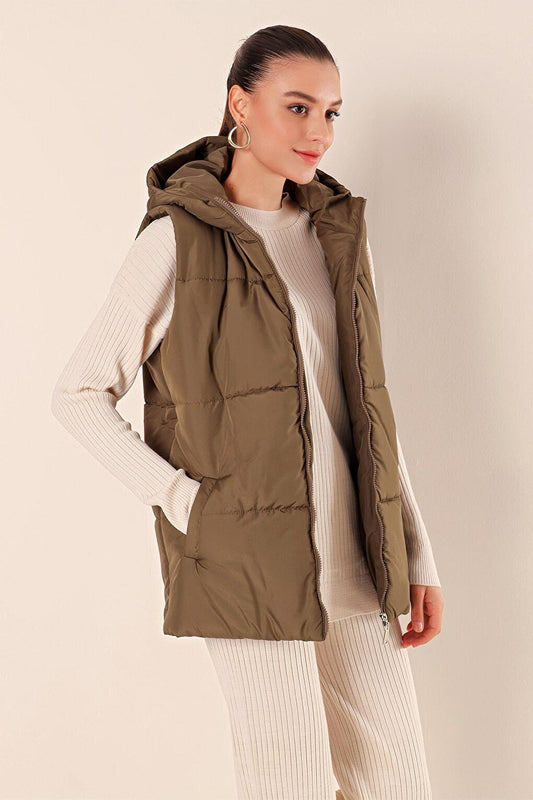 6787 Short Puffer Vest - Khaki