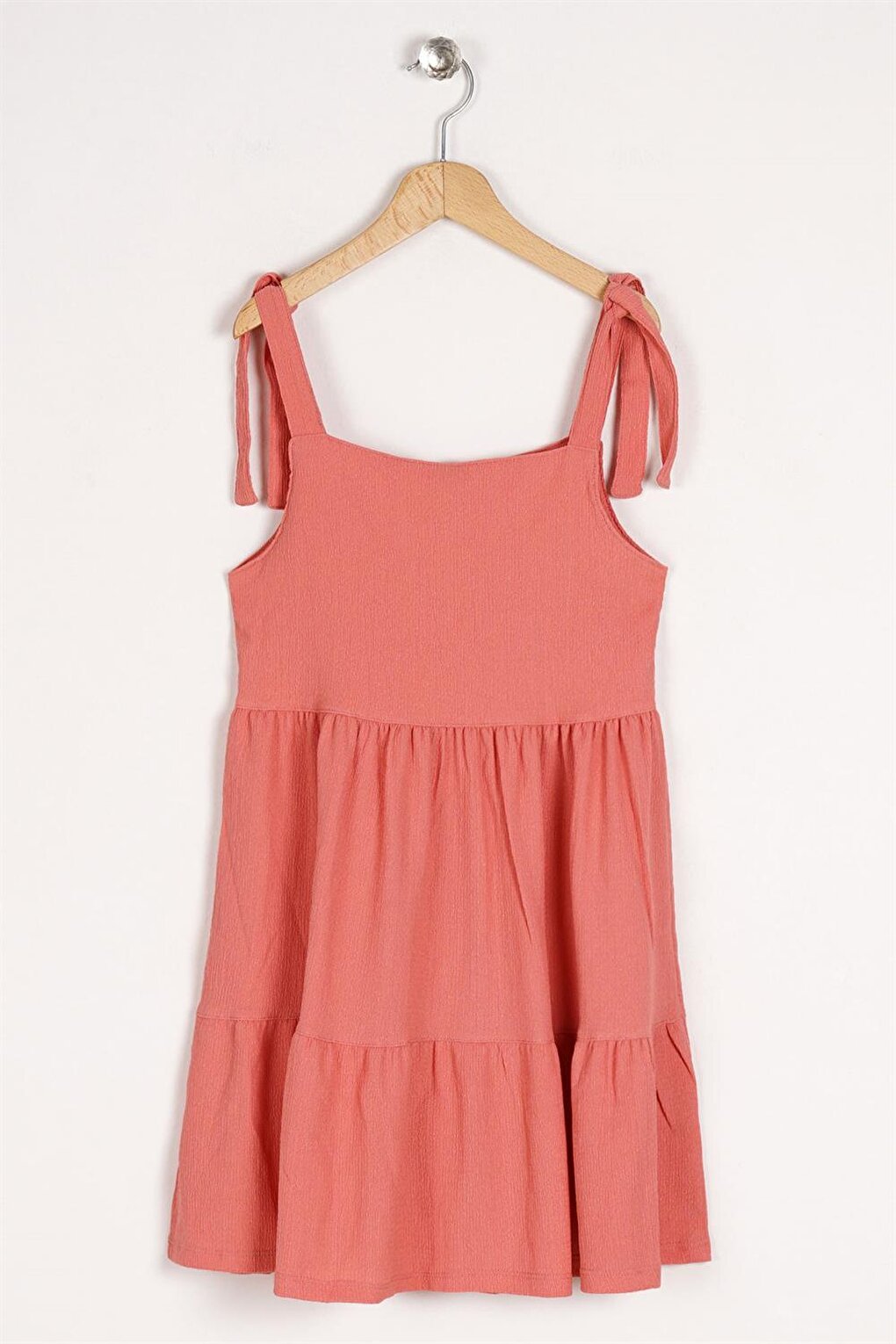 Girl's Dusty Rose Colored Strap Front Button Detailed Dress