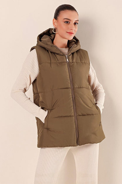 6787 Short Puffer Vest - Khaki