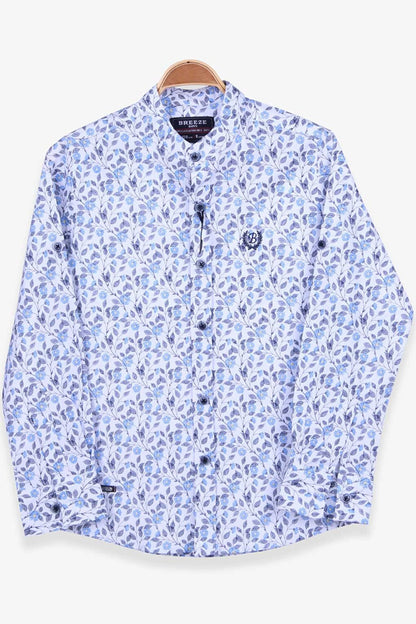 Boy's Shirt Flower Patterned White (8-14 Years)