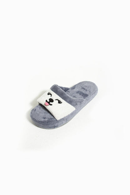 Women's Thermo Sole Fleece Home Slippers with Kitty 001-15-21