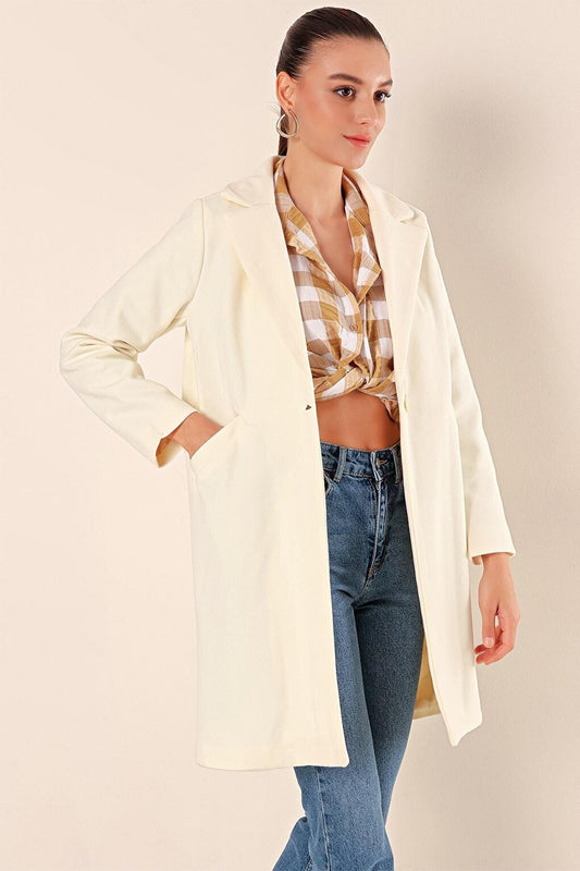 9085 Kaşe Coat - Cream