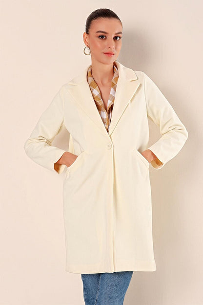 9085 Kaşe Coat - Cream