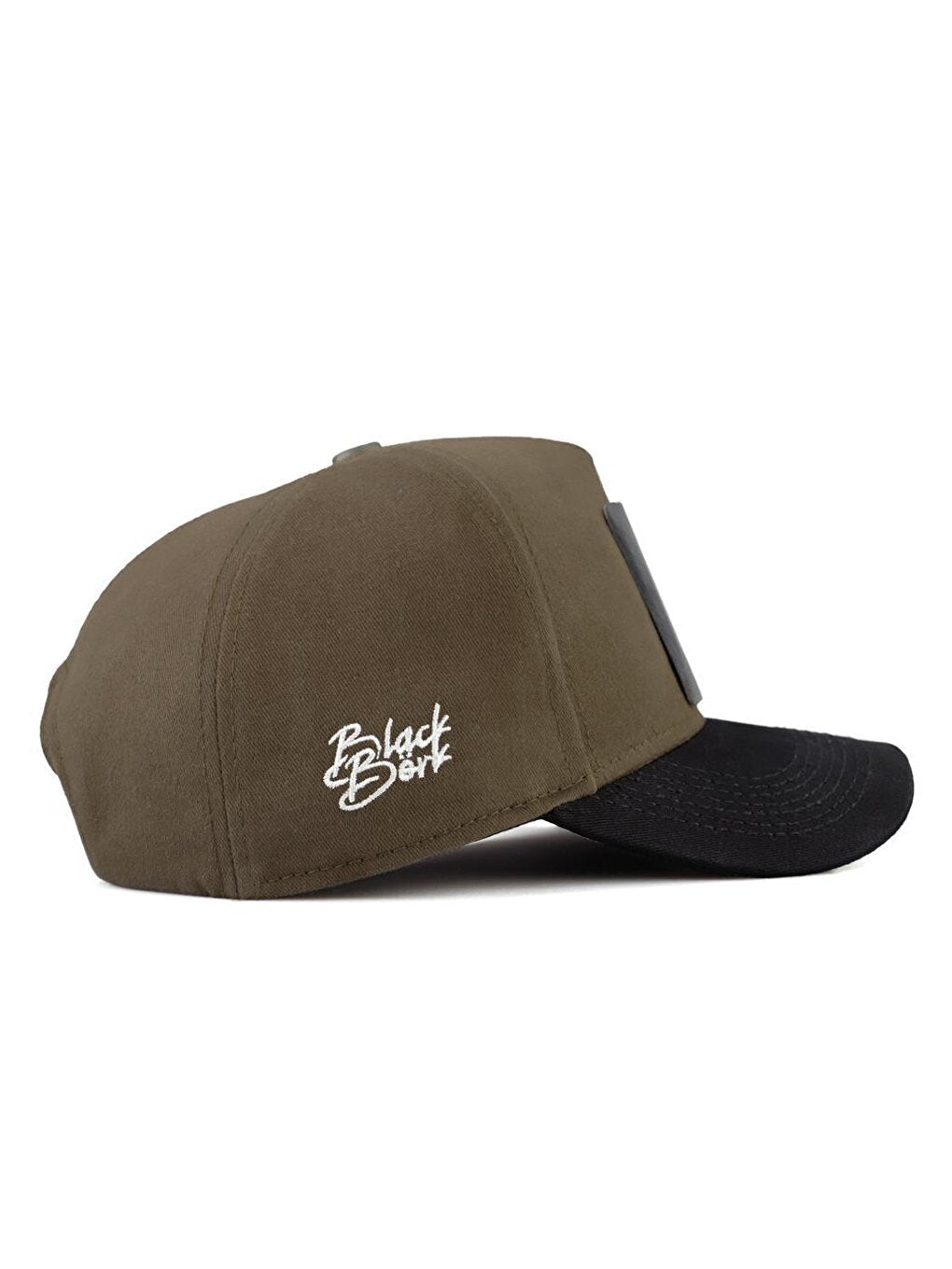 V1 Baseball See You Later Never - Unisex Khaki-Black Peaked Hat (Cap) with 2 Code Logo