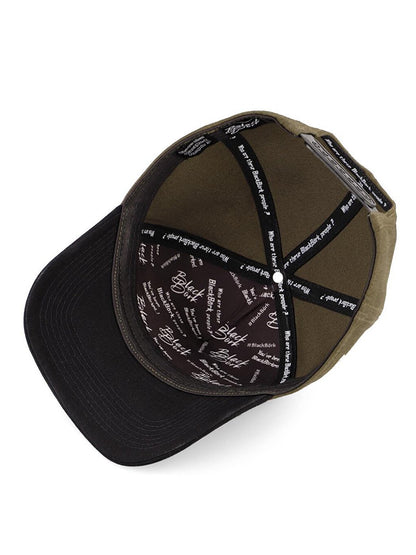 V1 Baseball See You Later Never - Unisex Khaki-Black Peaked Hat (Cap) with 2 Code Logo