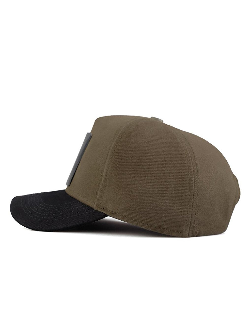 V1 Baseball See You Later Never - Unisex Khaki-Black Peaked Hat (Cap) with 2 Code Logo