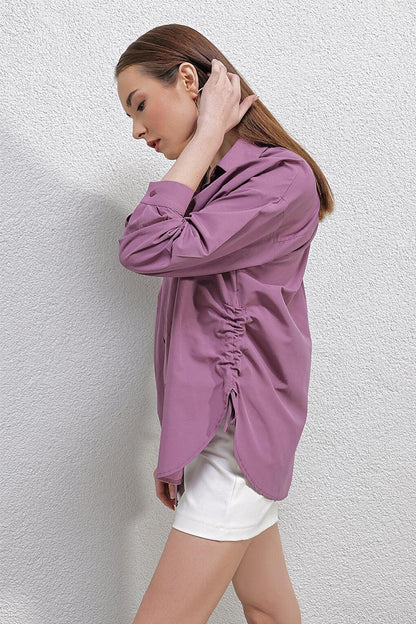 20132 Drawstring Oversize Shirt - Dark Lilac