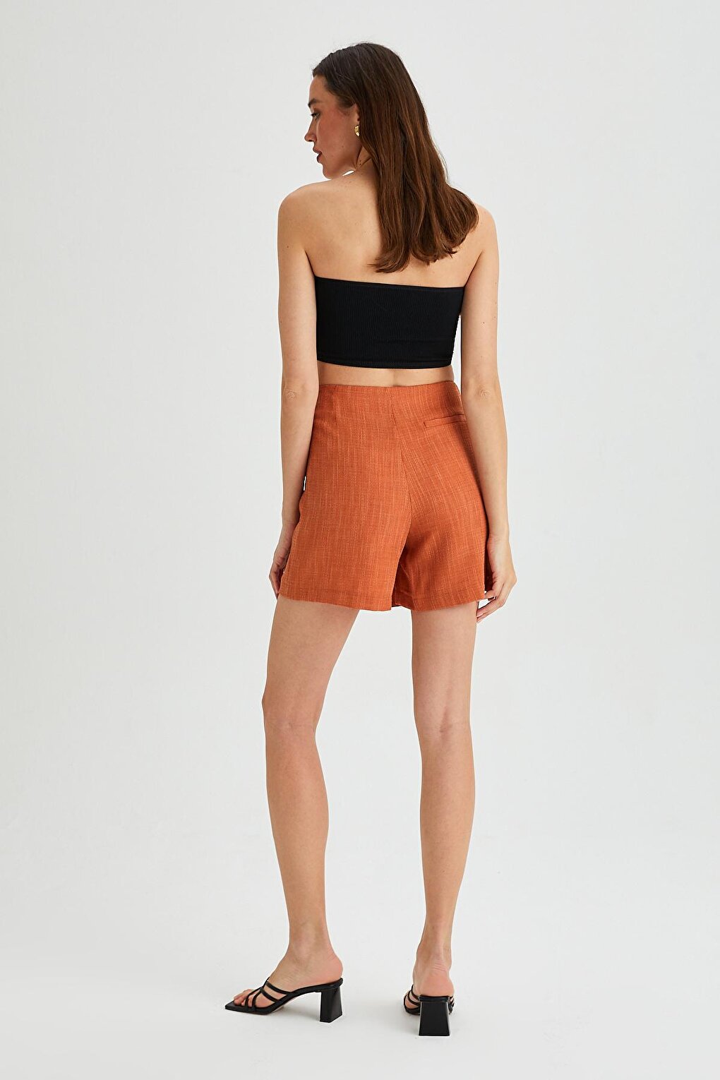 Women's Double Breasted Closure Button Detailed Textured Shorts &amp; Skirt