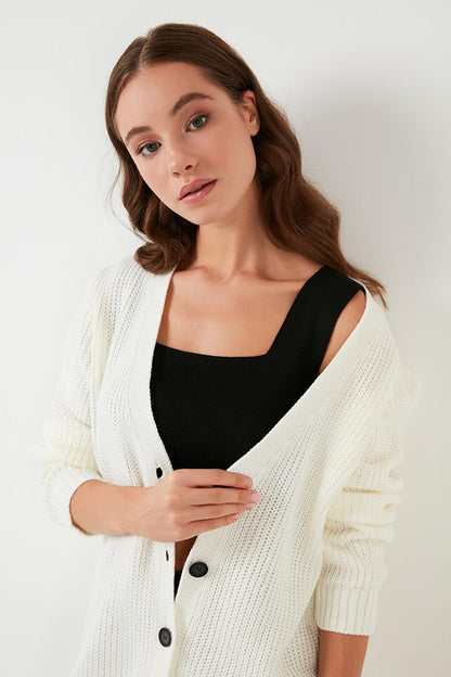 100% Acrylic Knitwear Knitted Long Cardigan 4615044