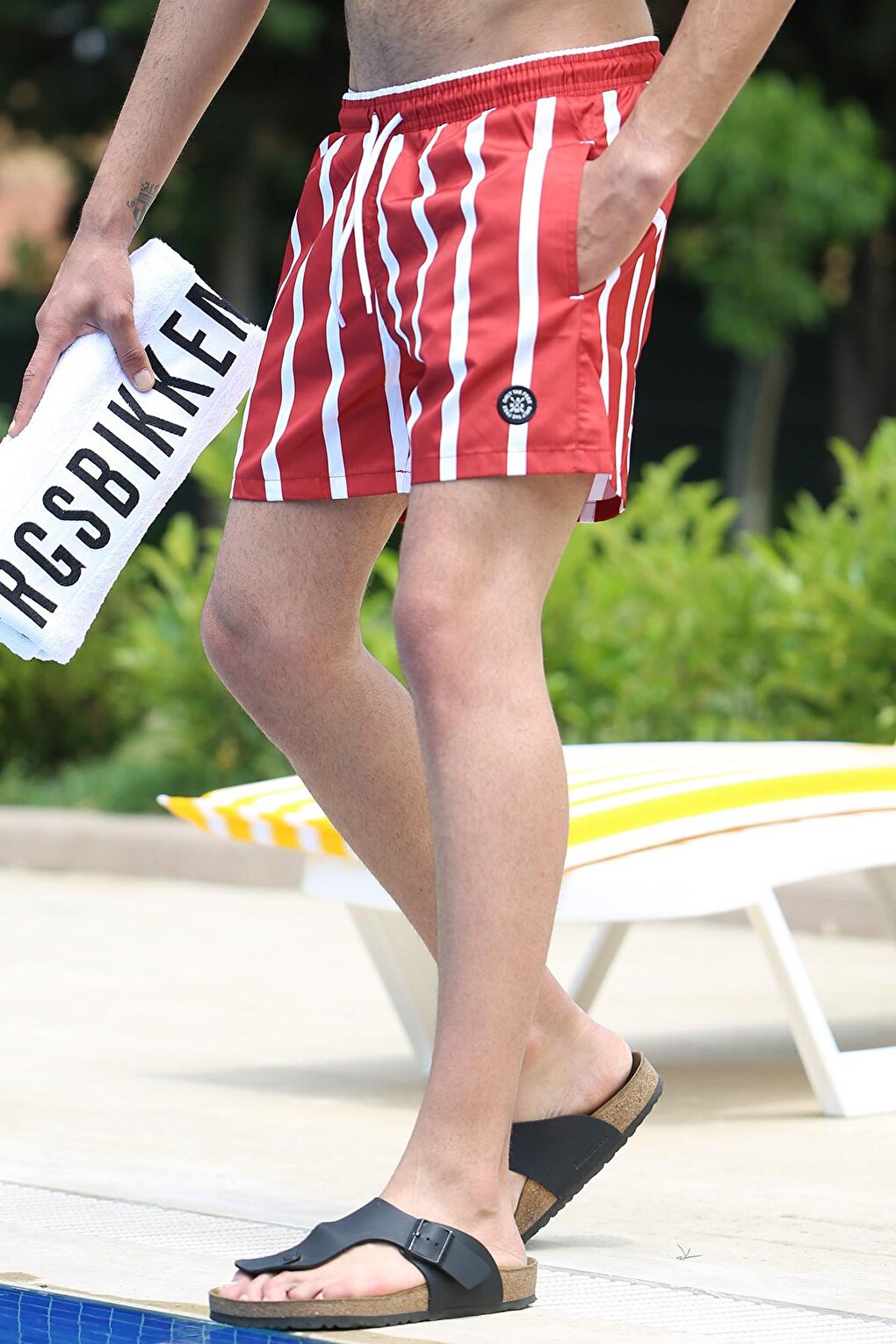 Striped Red Men's Swim Shorts 4259