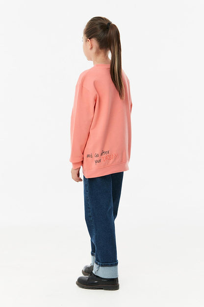 Printed Crew Neck Girl's Sweatshirt