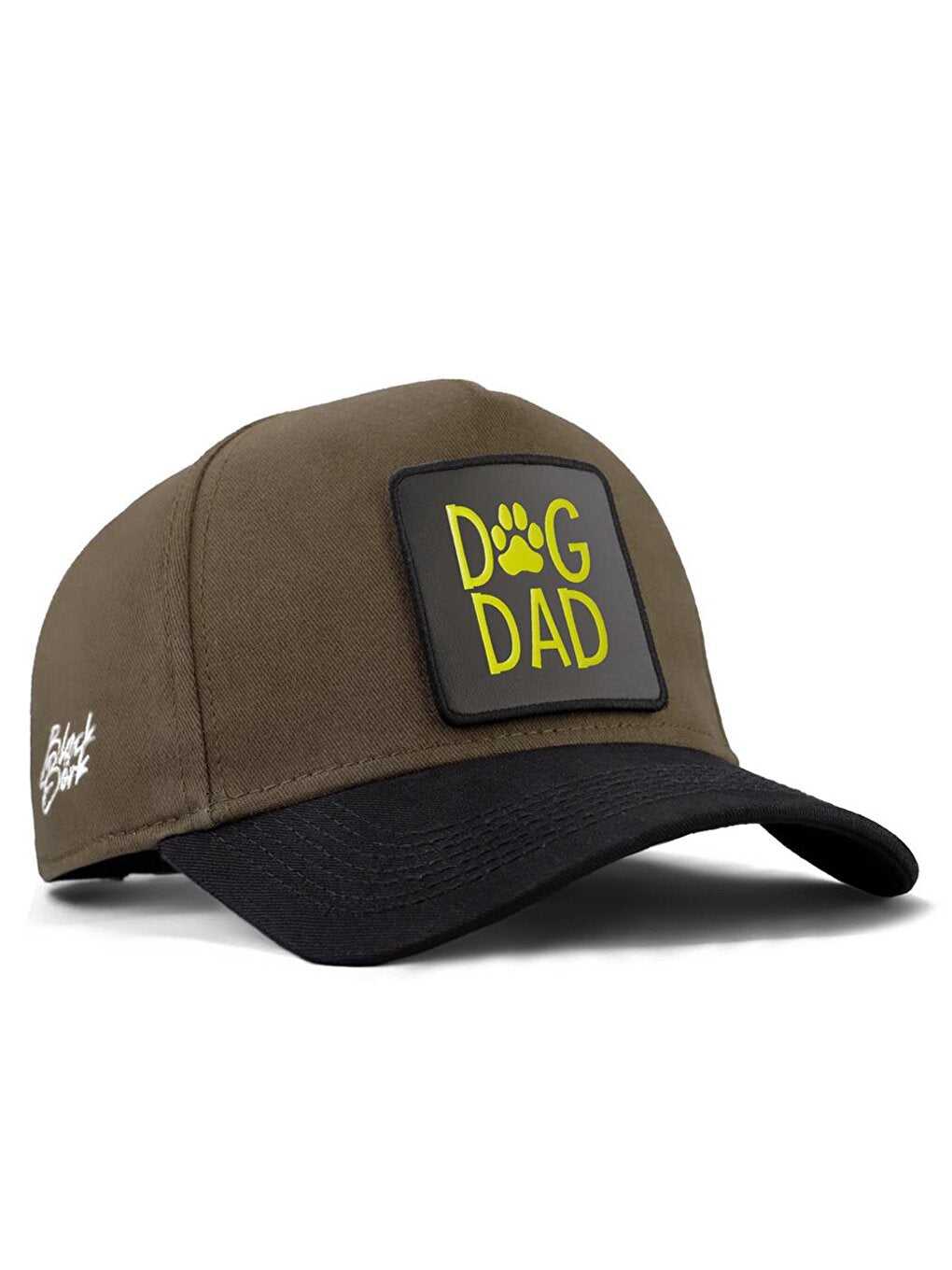 V1 Baseball Dog Dad - Unisex Khaki-Black Peaked Hat (Cap) with 2 Code Logo