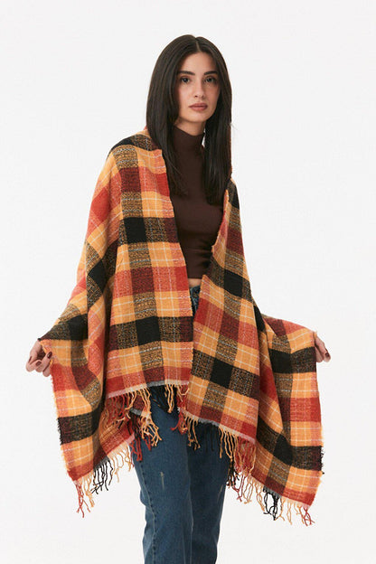 Plaid Patterned Soft Textured Shawl