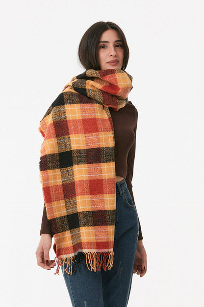 Plaid Patterned Soft Textured Shawl