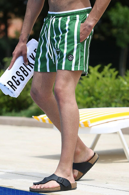 Striped Green Men's Swim Shorts 4259