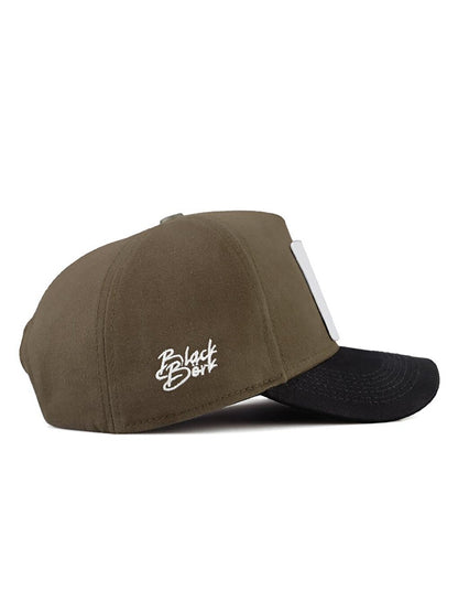 V1 Baseball Samurai - Unisex Khaki-Black Peaked Hat (Cap) with 2 Code Logo