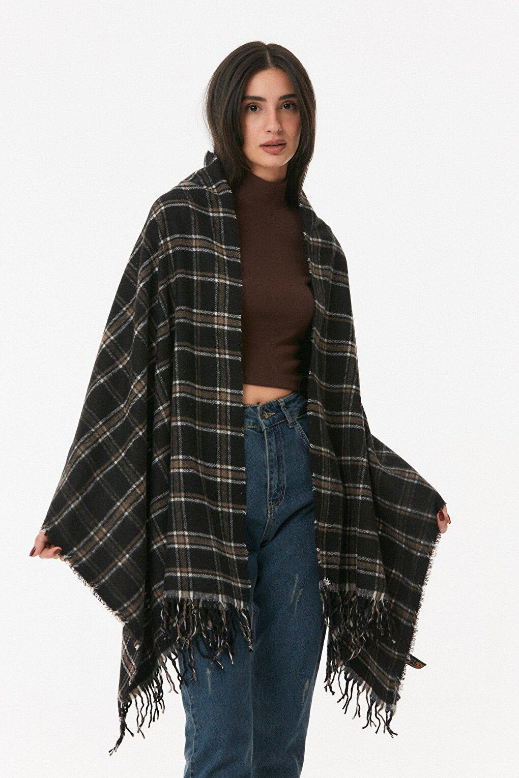 Plaid Patterned Soft Textured Shawl