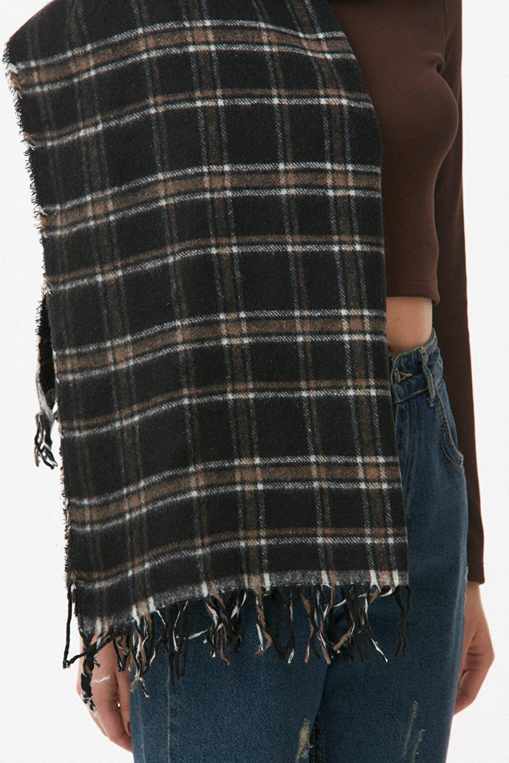 Plaid Patterned Soft Textured Shawl