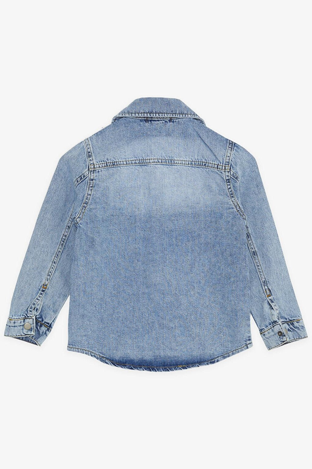 Girl's Jean Shirt Jacket Pocket and Snap Fastener Blue (Age 8-14)