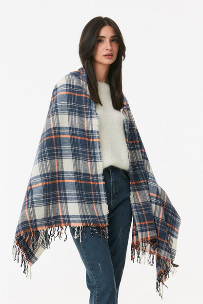 Plaid Patterned Soft Textured Shawl