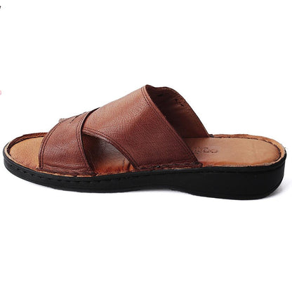 Osnmz 602 Large Size 100% Leather Men's Slippers