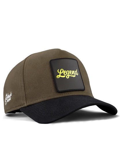 V1 Baseball Legend - Unisex Khaki-Black Peaked Hat (Cap) with 2 Code Logo