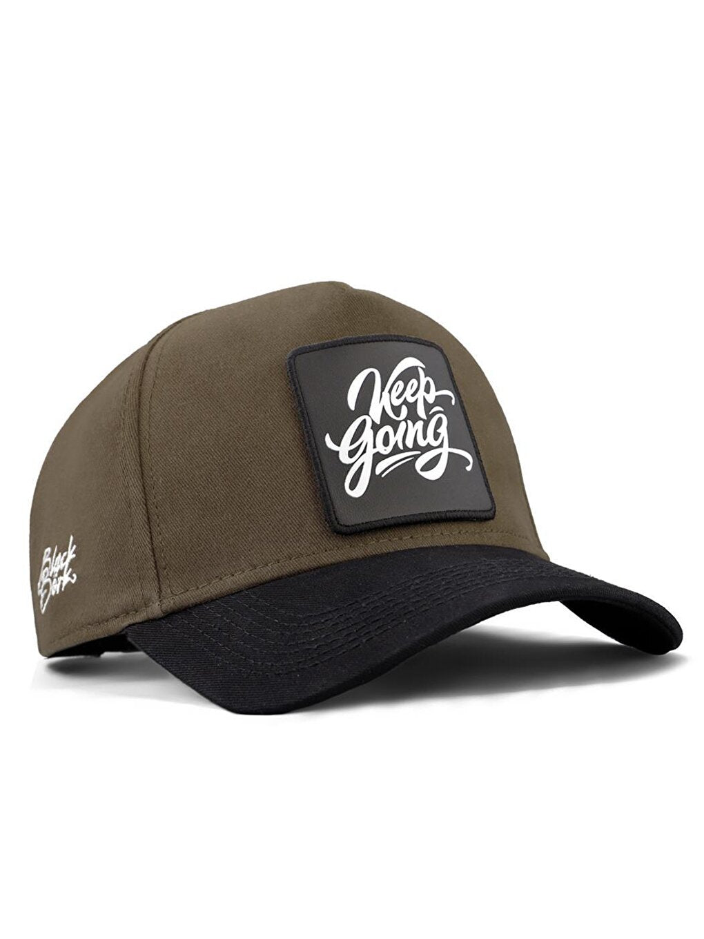 V1 Baseball Keep Going - Unisex Khaki-Black Peaked Hat (Cap) with 2 Code Logo