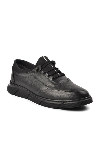 013-K Black Genuine Leather Large Size Men's Casual Shoes