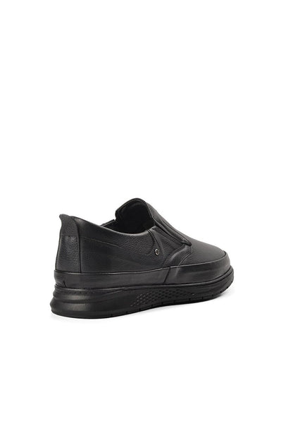 01 Black Unlaced Genuine Leather Large Size Men's Casual Shoes