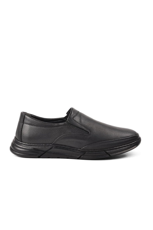 0111 Black Genuine Leather Men's Casual Shoes