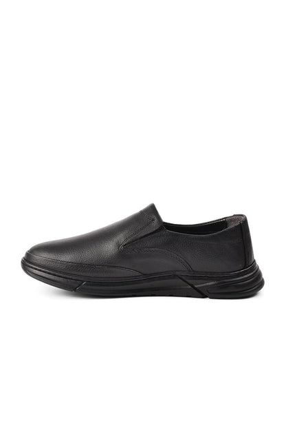 0111 Black Genuine Leather Men's Casual Shoes