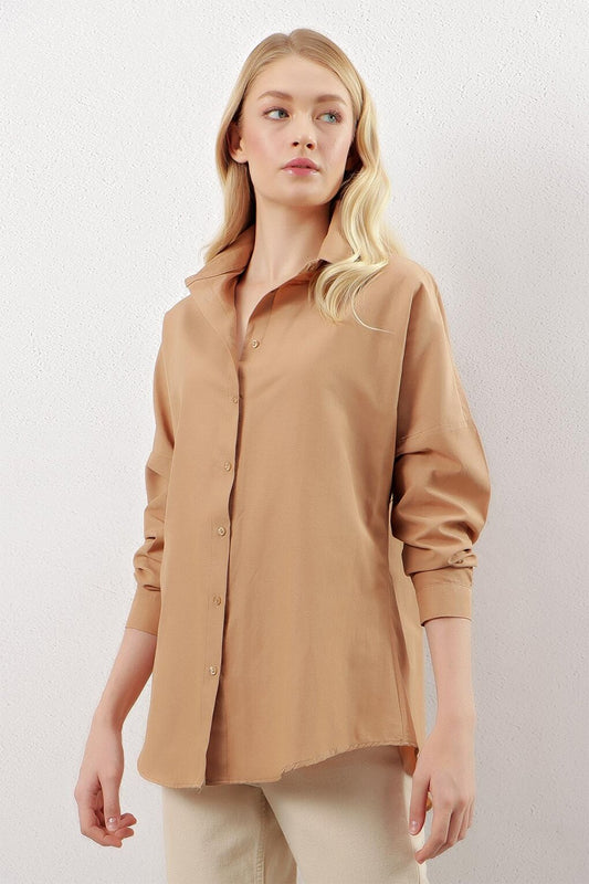 Women's Mink Plain Plain Araboy Basic Oversize Shirt