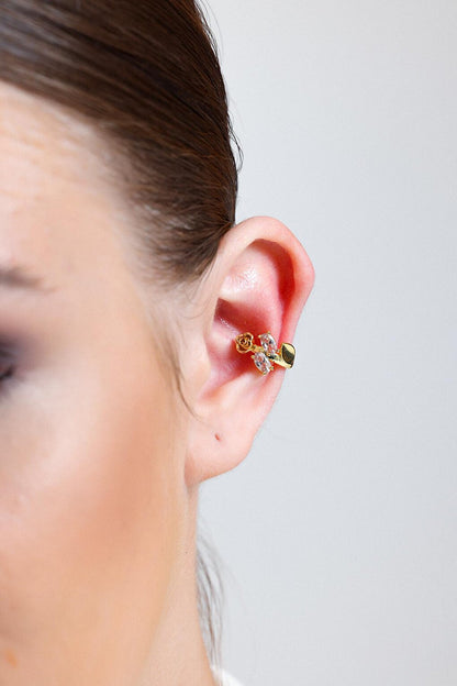 Women's Oval Zircon Stone Rose EarCuff