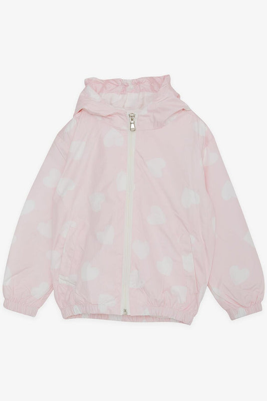 Girl's Raincoat Heart Patterned Powder (Age 1-6)