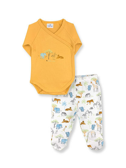 Envelope Collar Long Sleeve Printed Baby Boy 2 Piece Set