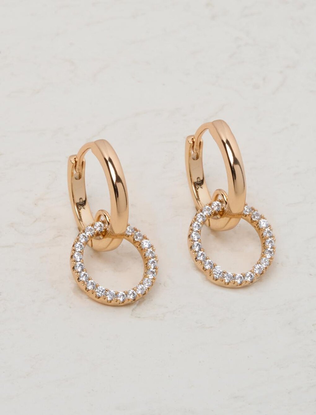 Gold Stone Detailed Nested Hoop Earrings