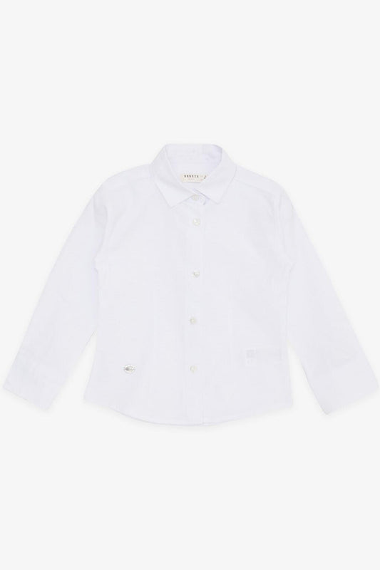 Girl's Shirt Buttoned White with Coat of Arms (Age 3-7)