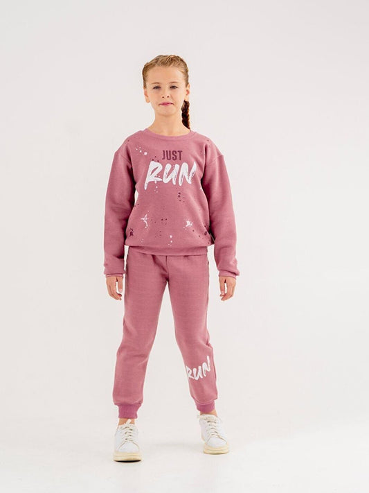 Crew Neck Printed Long Sleeve Tracksuit Set