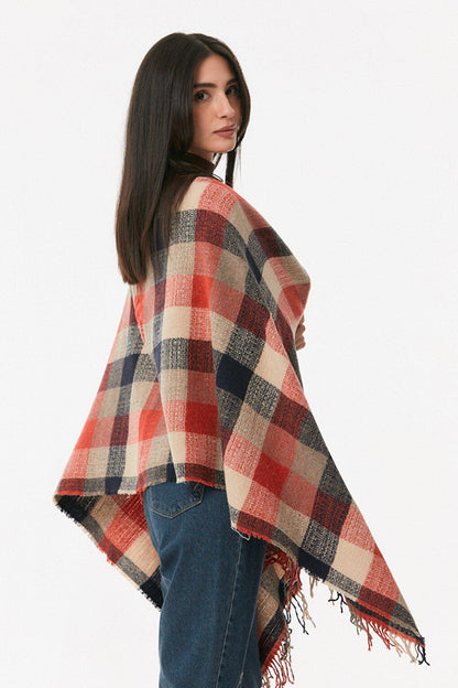 Plaid Patterned Soft Textured Shawl