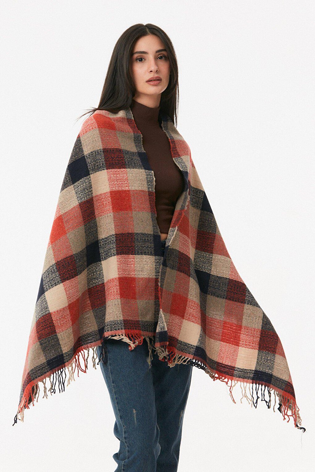 Plaid Patterned Soft Textured Shawl