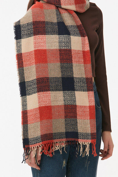 Plaid Patterned Soft Textured Shawl