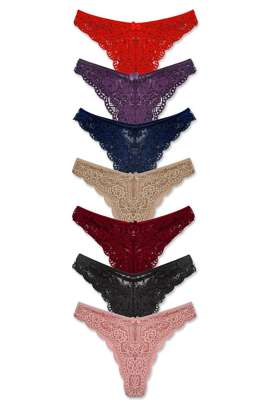 Brazilian Lace High Waist Women's Panties 7-Piece