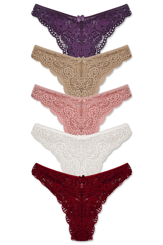 Brazilian Lace High Waist Women's Panties 5-pack