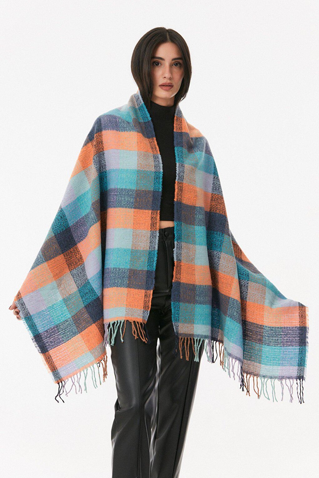 Plaid Patterned Soft Textured Shawl