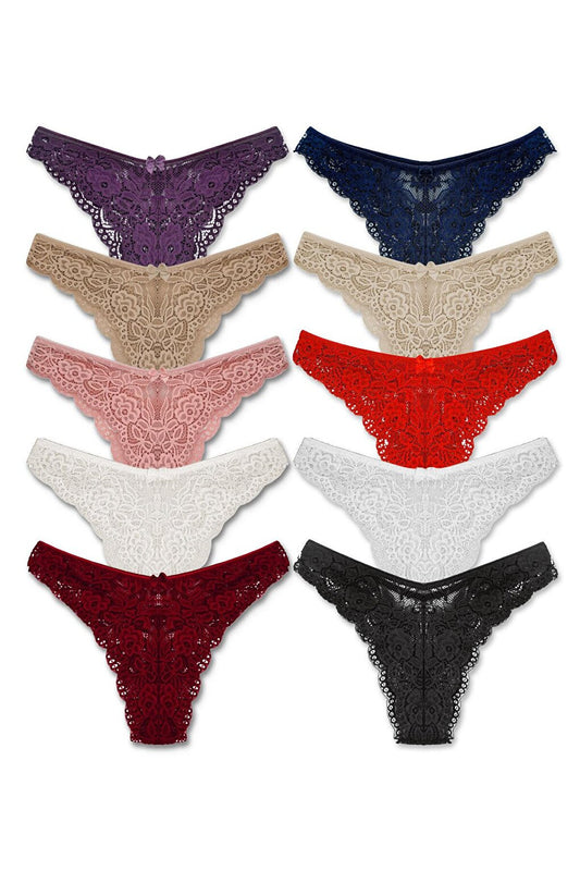 Brazilian Lace High Waist Women's Panties 10-pack