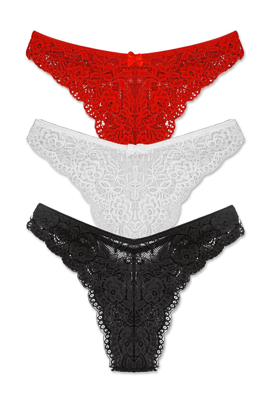 Brazilian Lace High Waist Women's Panties 3-Piece