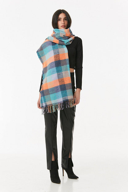 Plaid Patterned Soft Textured Shawl