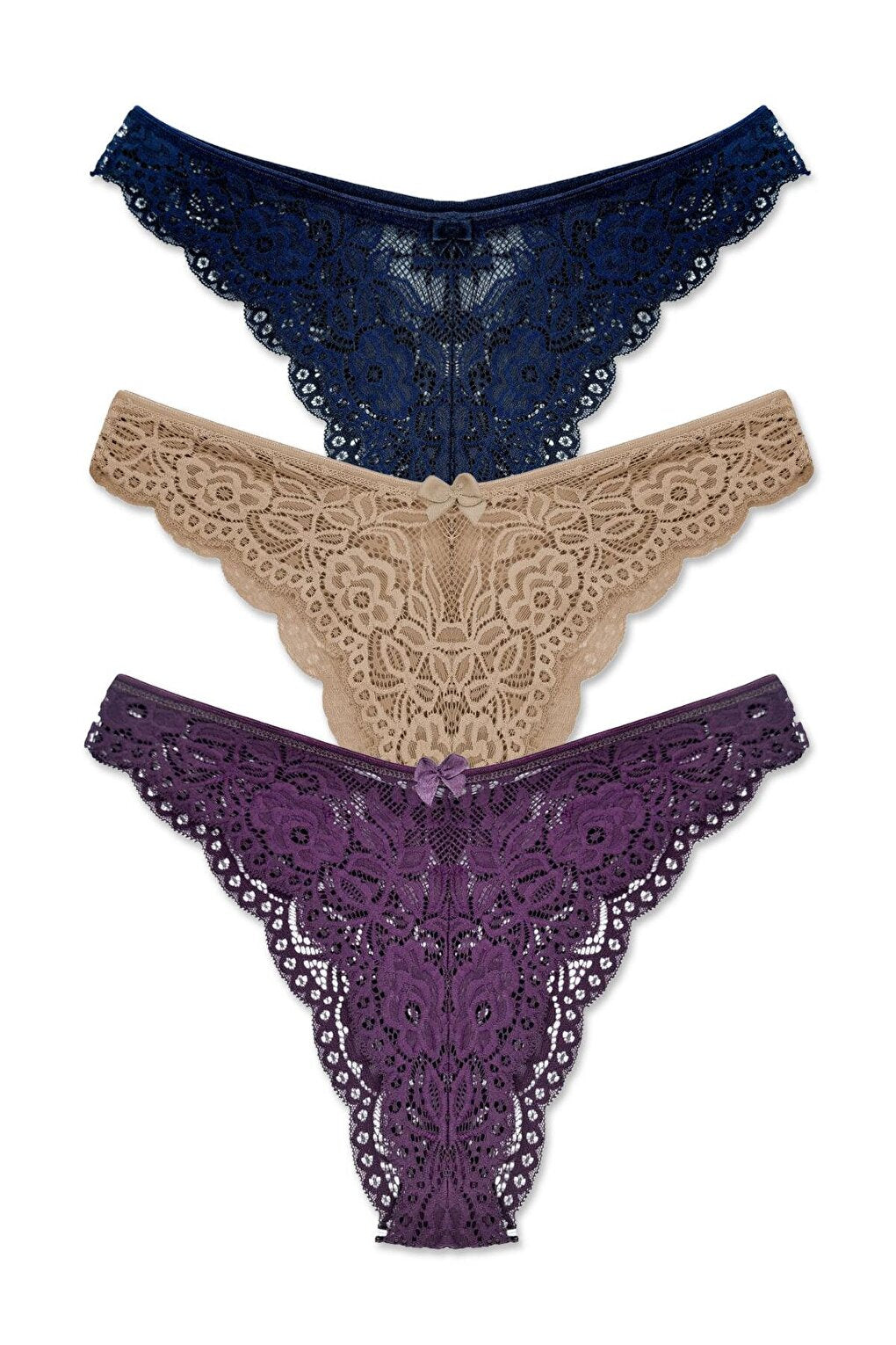 Brazilian Lace High Waist Women's Panties 3-Piece